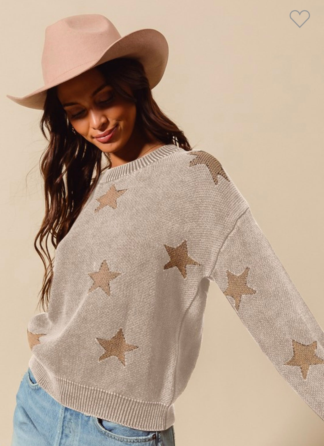 Oatmeal Vintage Washed Star Sweater