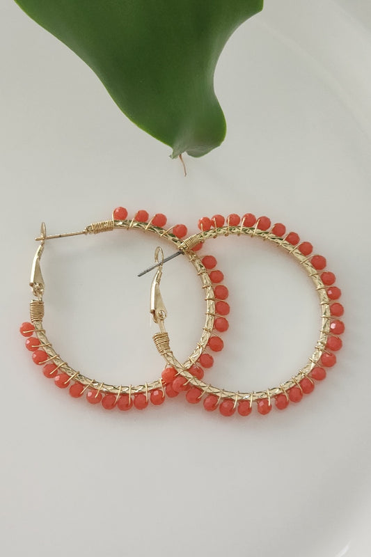 Coral Summer Hoop Earrings