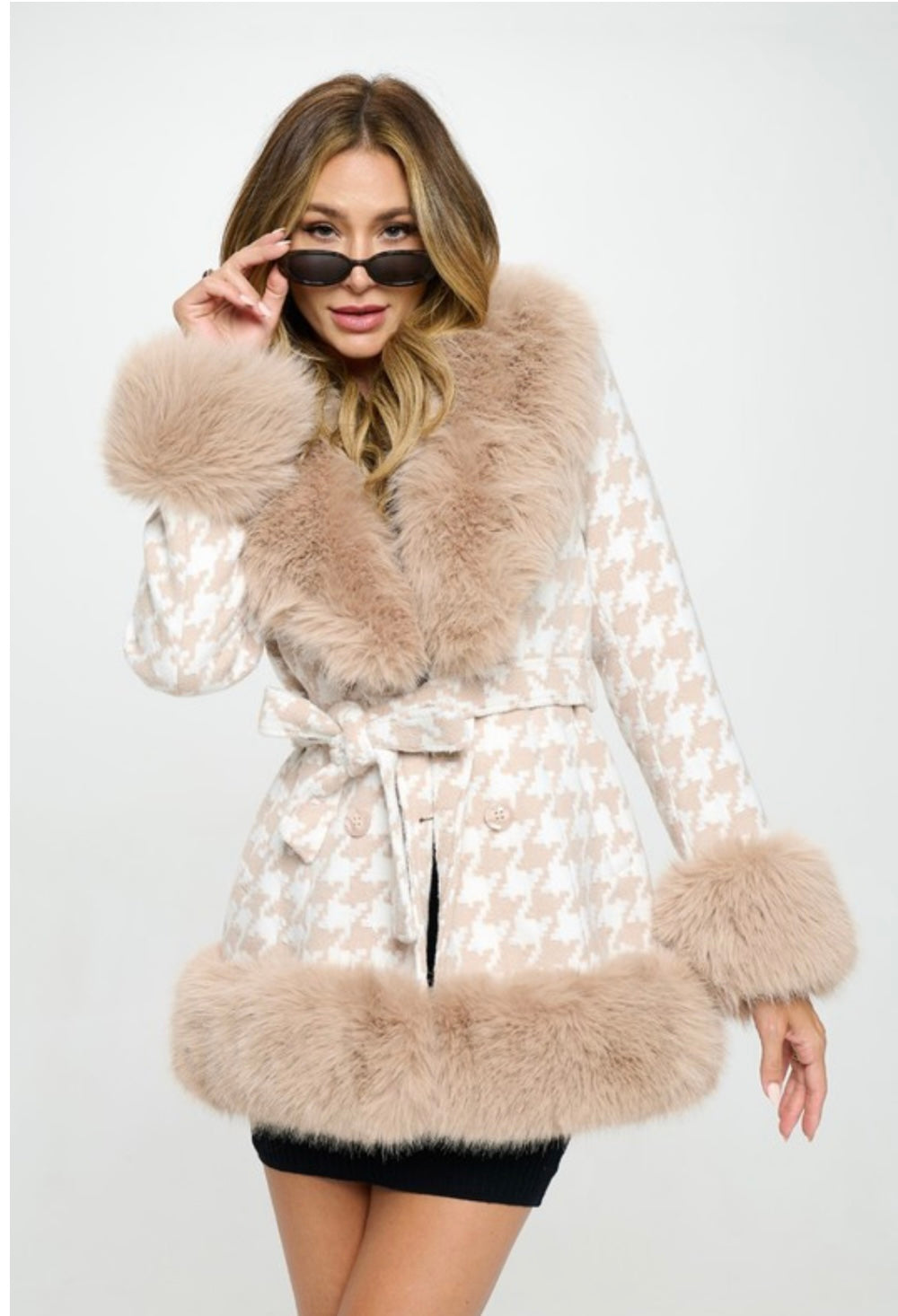 Cream Sherpa Fur Coat