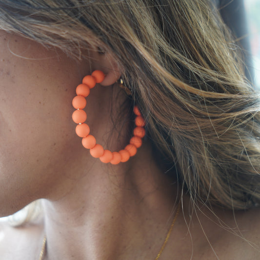 Orange Colored Statement Hoop Earrings