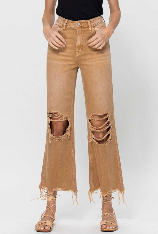 90's Vitntage High Rise Crop Flare Jeans