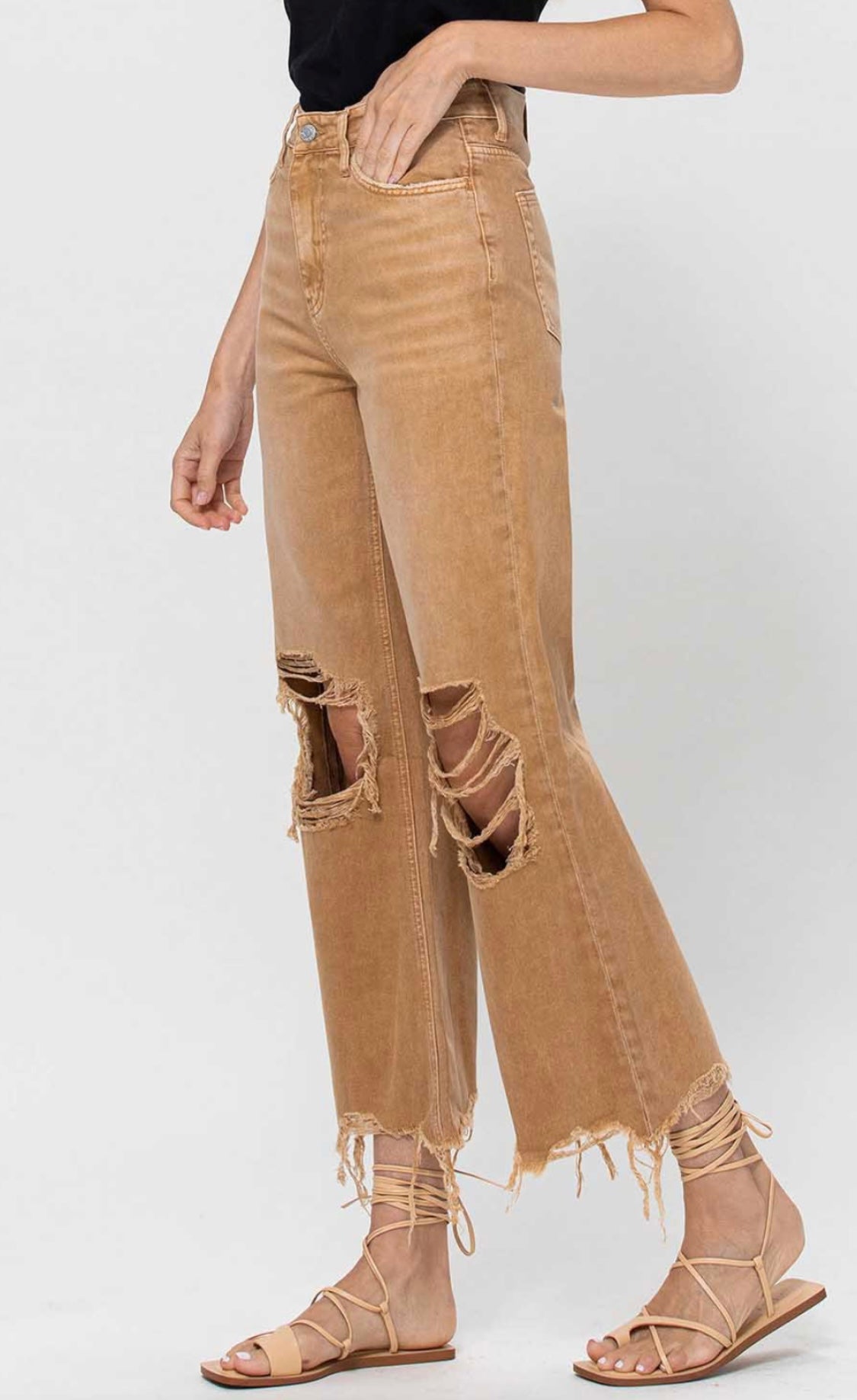 90's Vitntage High Rise Crop Flare Jeans