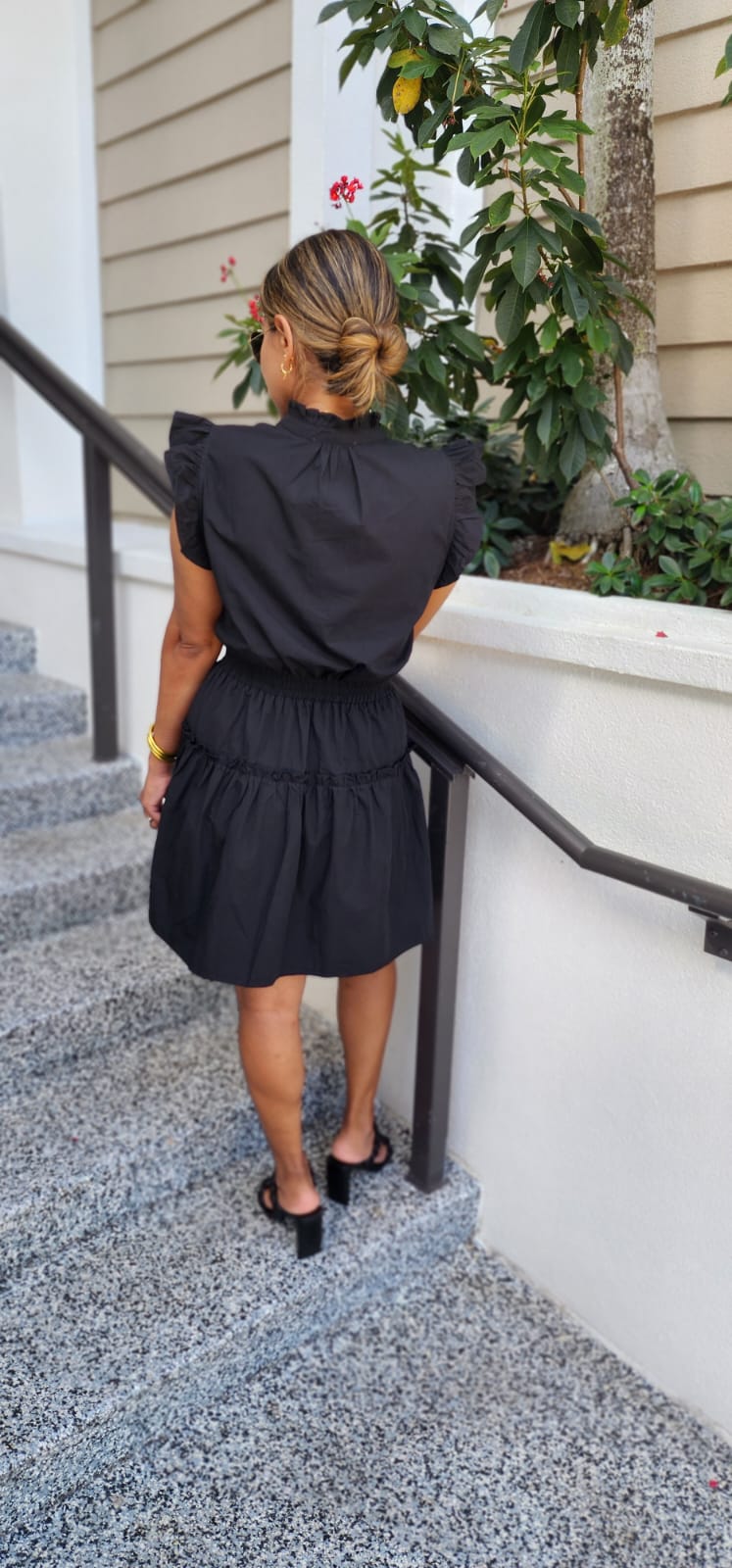 Black Classic Ruffle Sleeve Dress