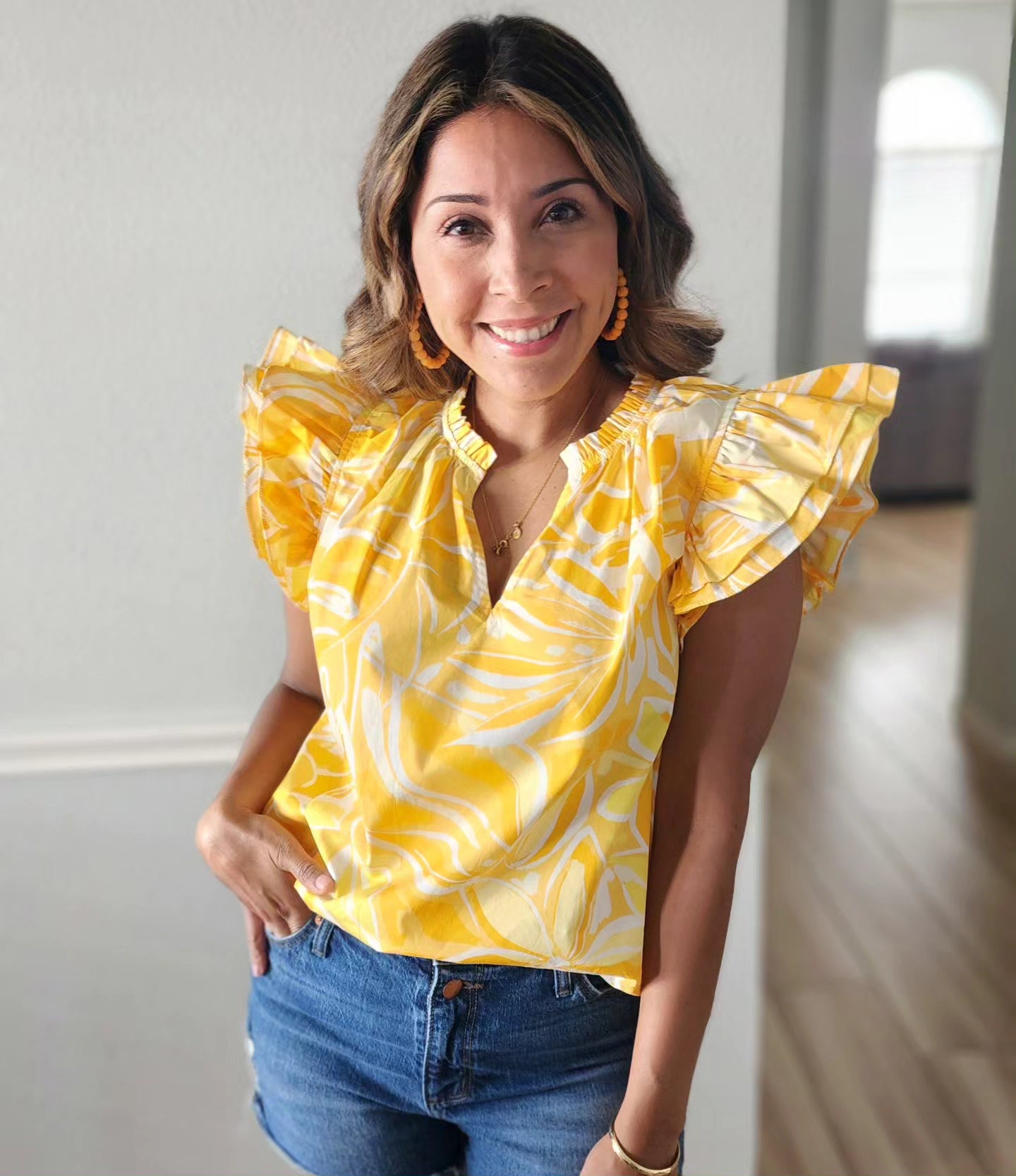 Sunny Ruffle Cap Sleeve Top