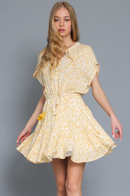 Yellow Animal Print Summer Dress