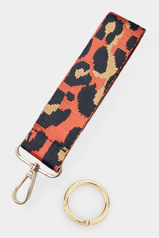 Orange Leopard Wristlet Keychain