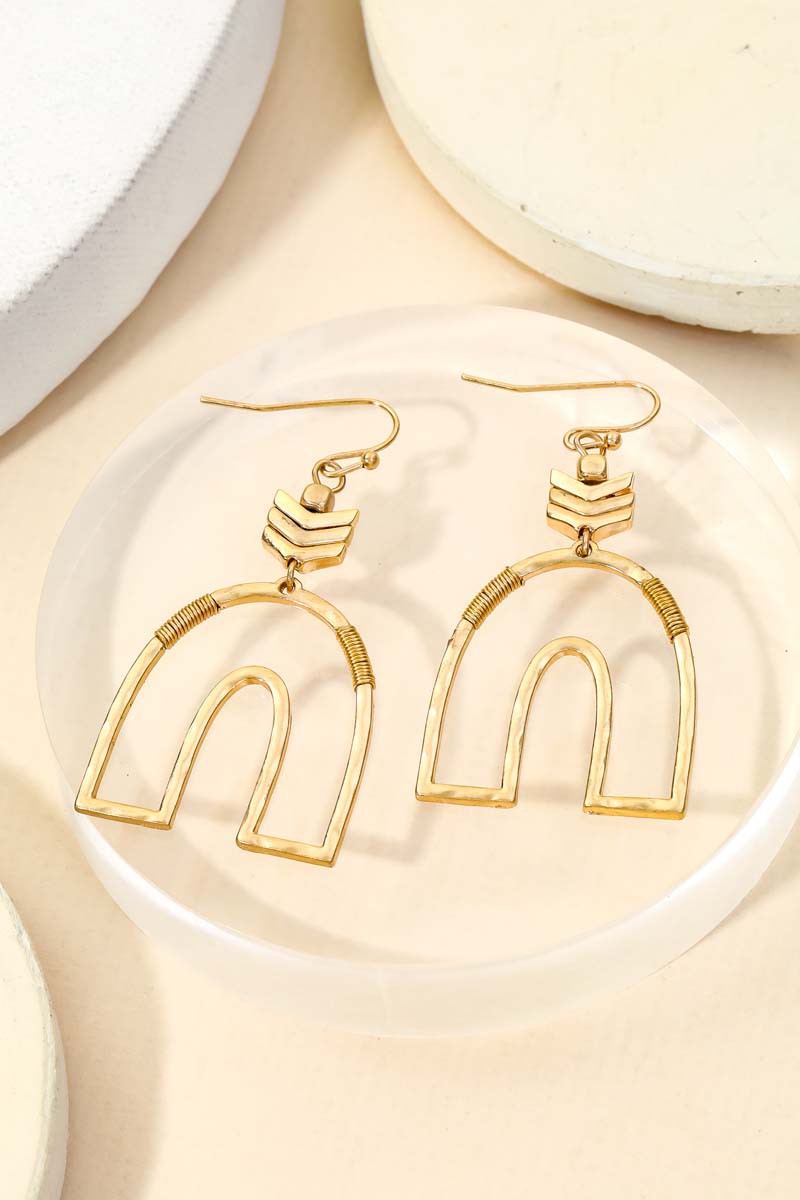 Gold Arch Cutout Drop Earrings