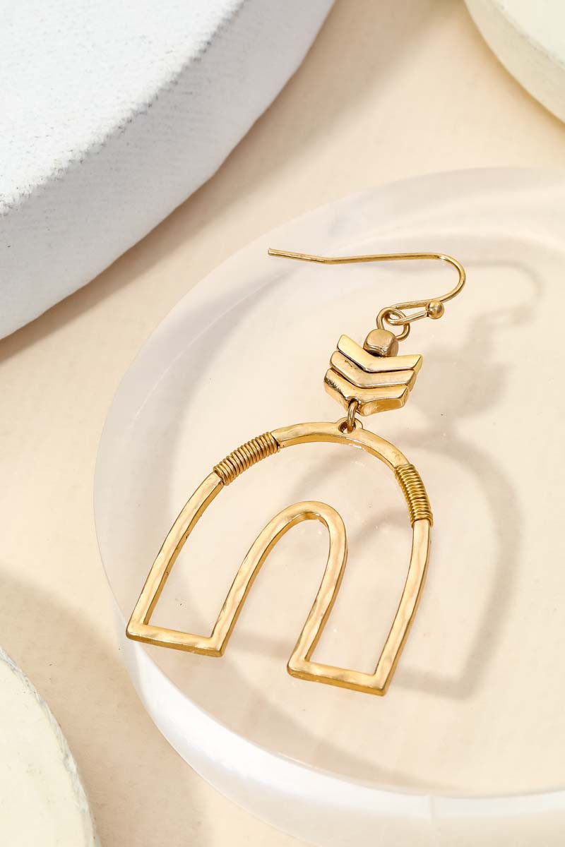 Gold Arch Cutout Drop Earrings