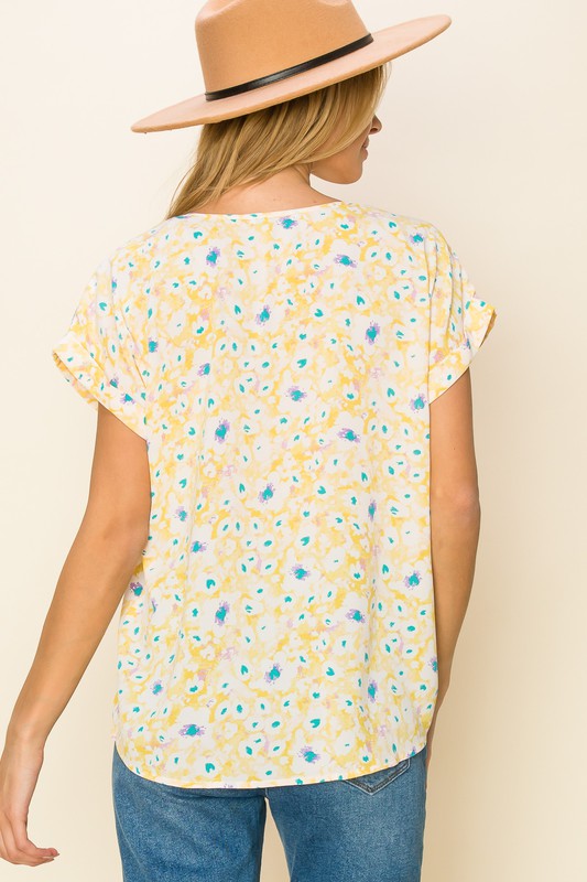 Yellow Floral Print Top