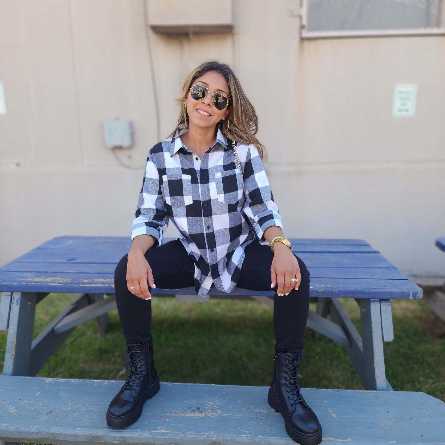 Black Plaid Flannel Top