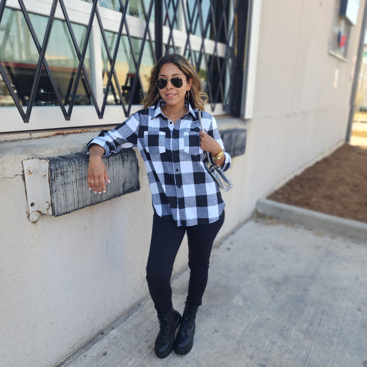 Black Plaid Flannel Top