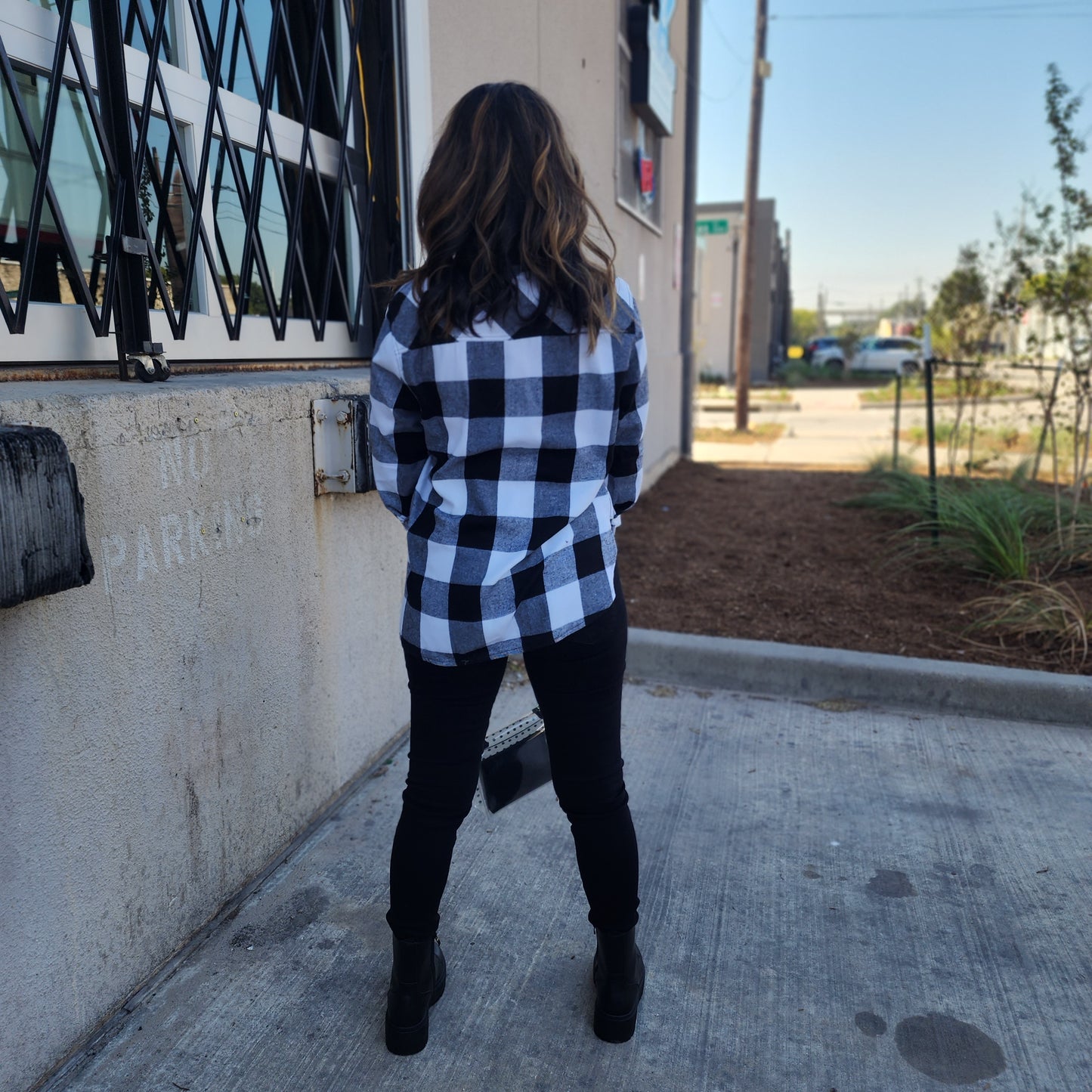 Black Plaid Flannel Top