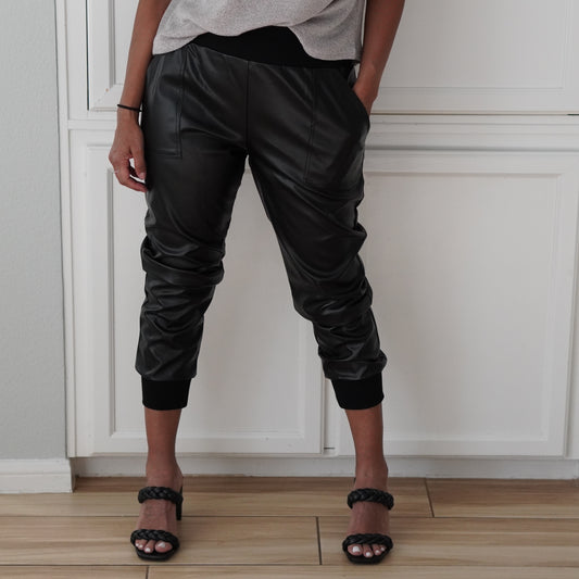 Black Faux Knit Combo Jogger