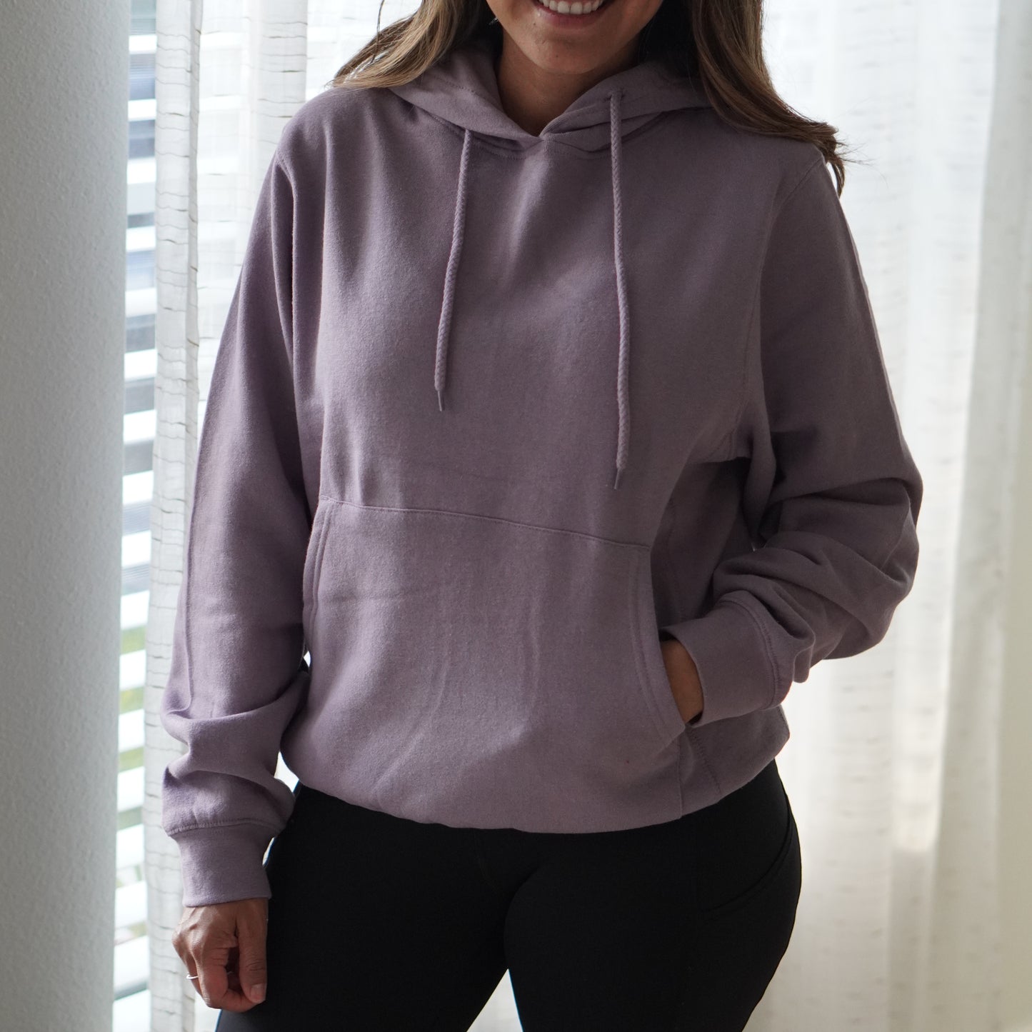 Dusty Purple Relax Fit Fleece Pullover Hoodie