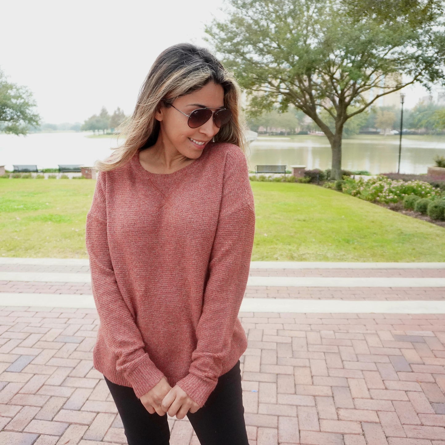 Berry Round Neck Soft Sweater