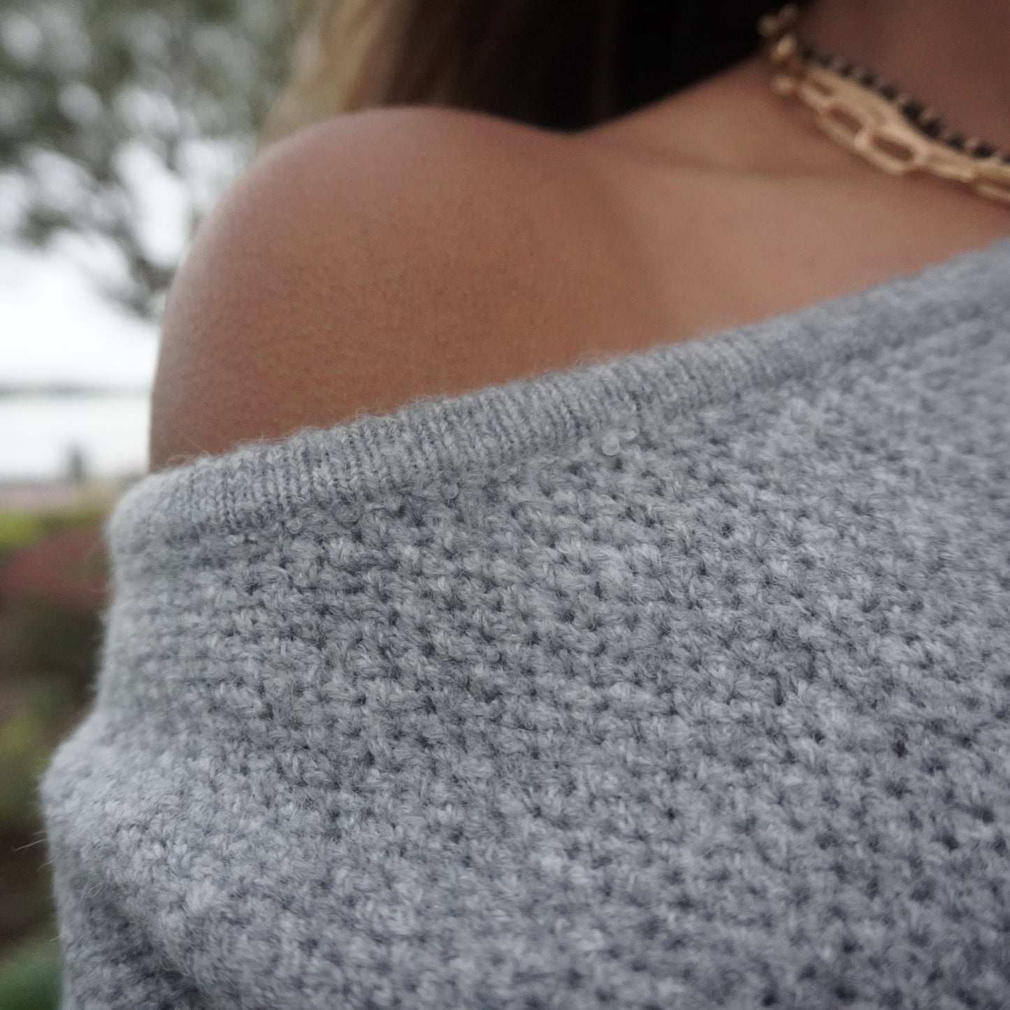 Grey Fine Crochet Pattern Sweater