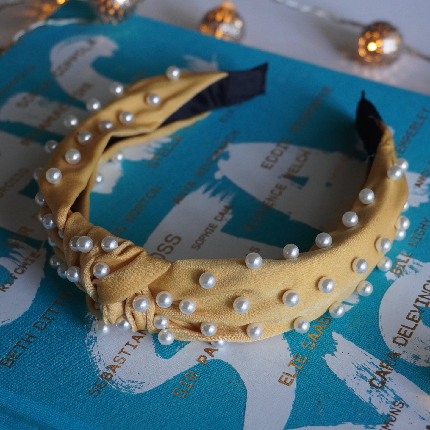 Mustard Colored  Pearl Knot Headband