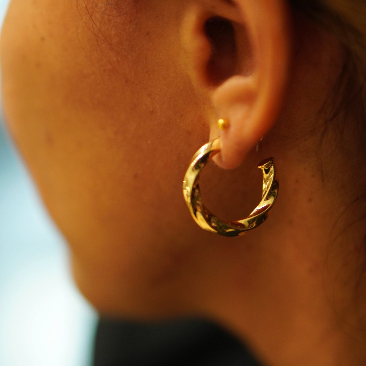 Gold Twisted Hoop Earrings