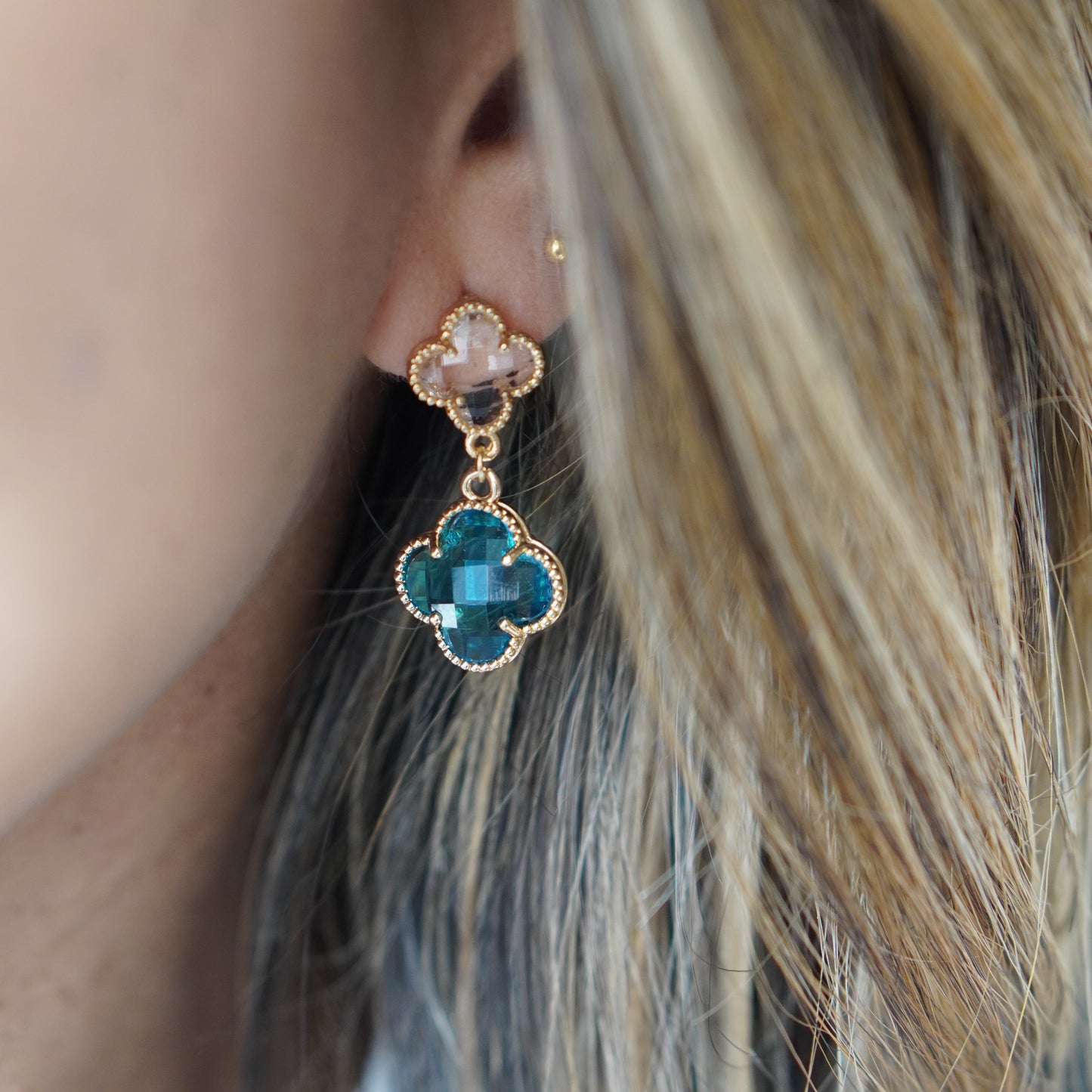 Flower Crystal Drop Earrings