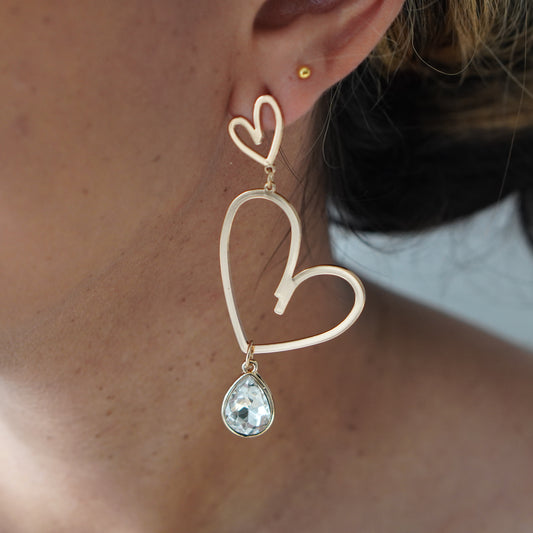 Sweetheart Statement Earrings/Clear