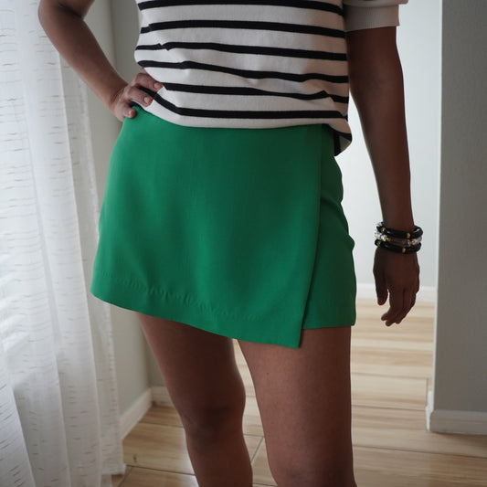 Valencia Green Asymmetric Skort