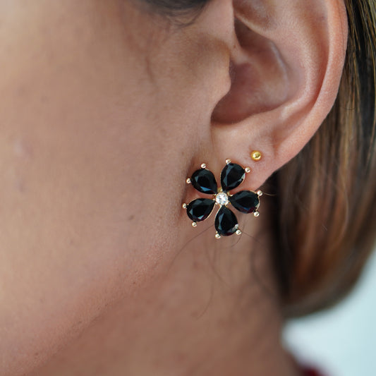 Black Flower Stud Earrings