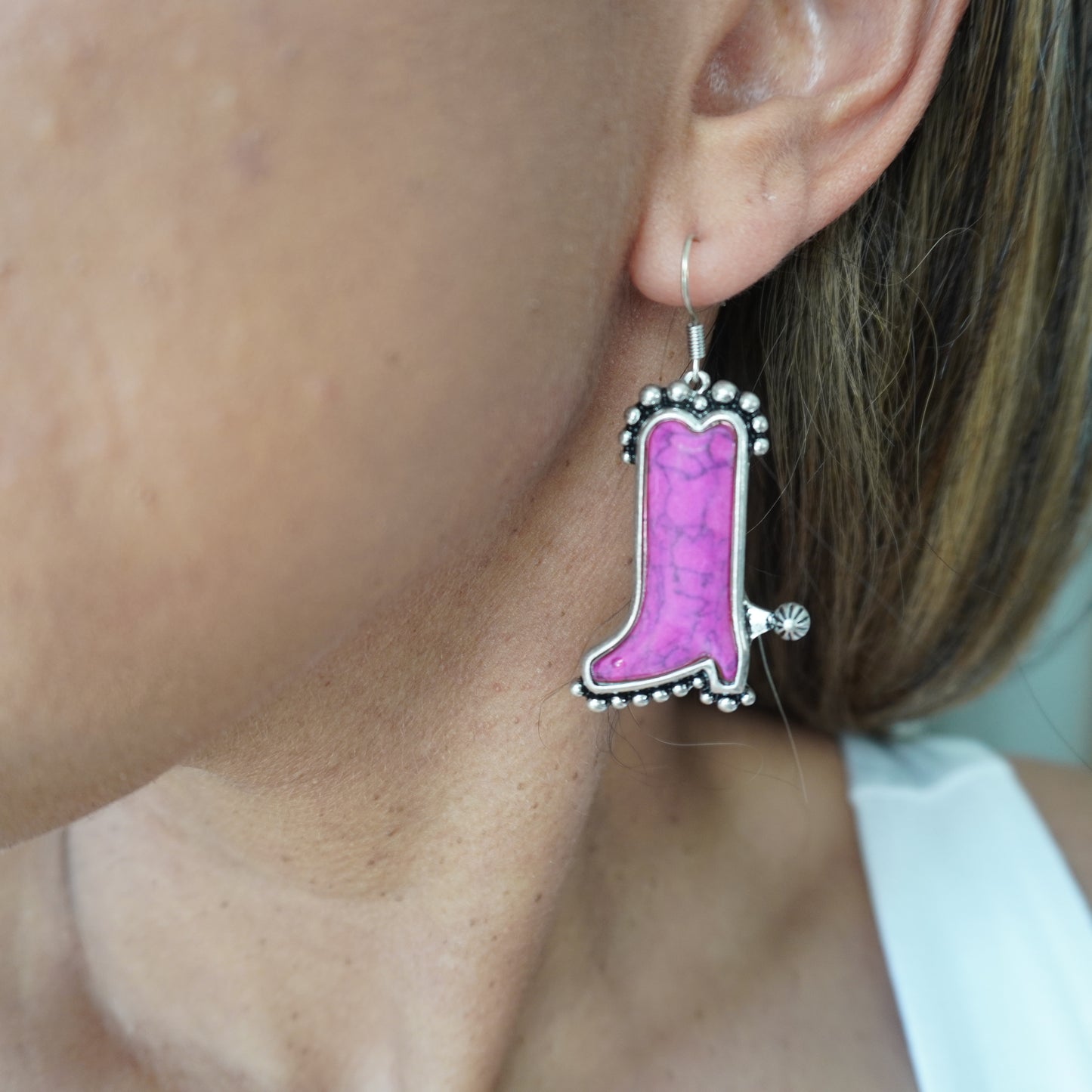 Dolly Fuchsia Colored Western Earrings