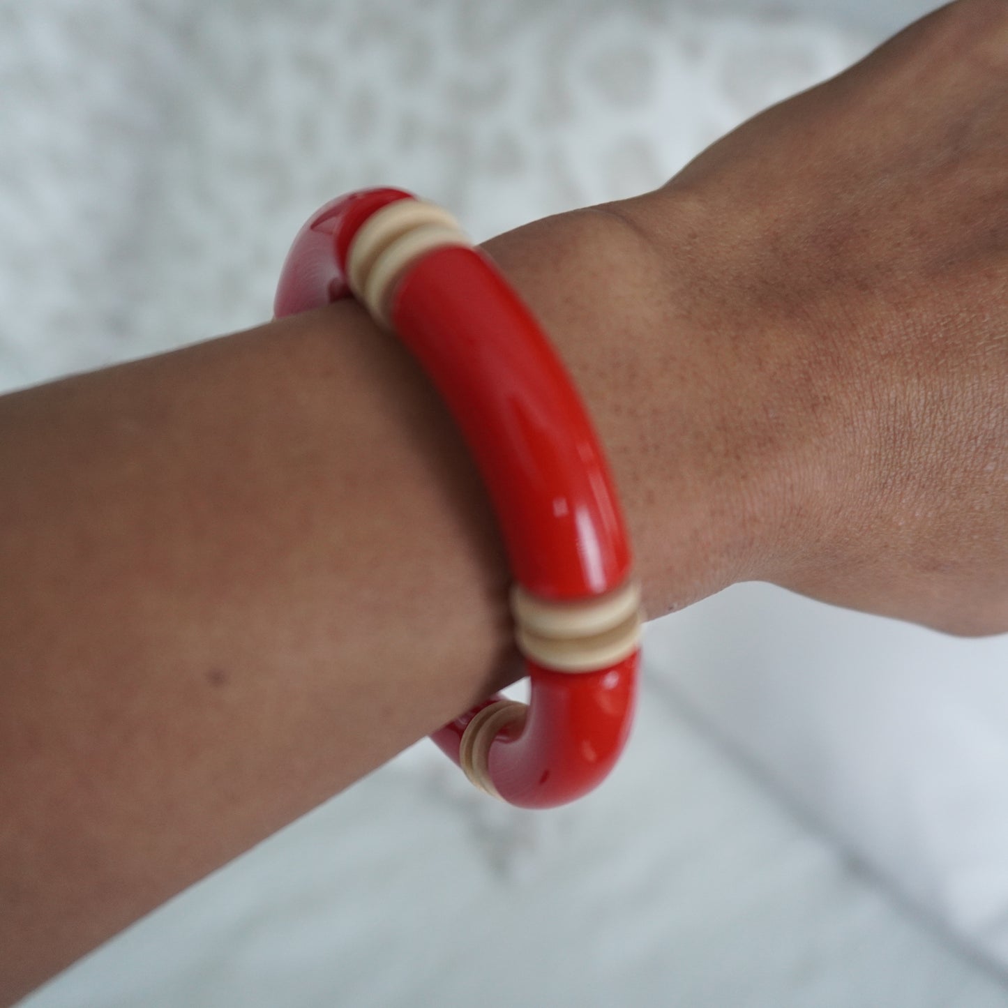 Red Acrylic Bamboo Bracelets