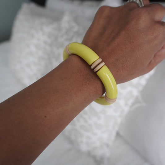 Lime Acrylic Bamboo Bracelets