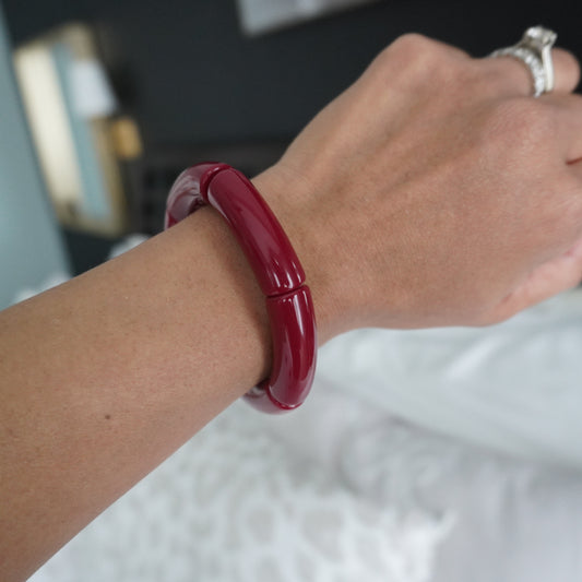 Burgundy Bamboo Bracelet