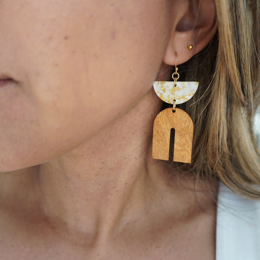 Gold Leaf U Shape Dangle Earrings