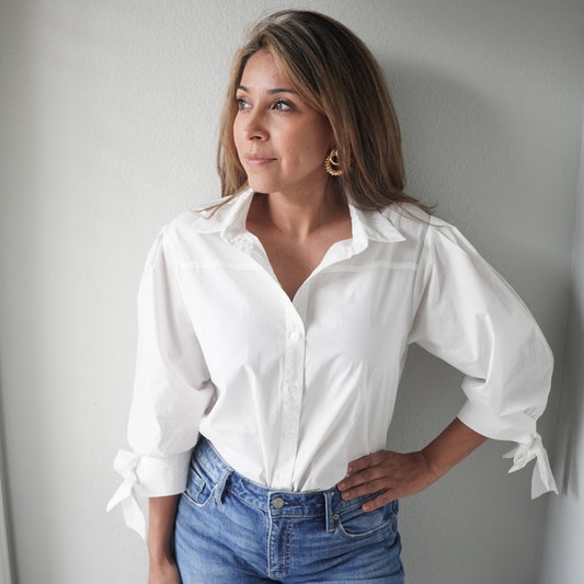 White Classic Button Down Poplin Blouse