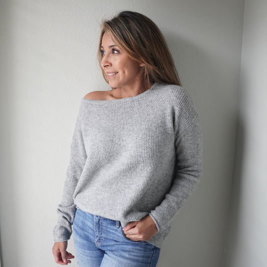 Grey Fine Crochet Pattern Sweater