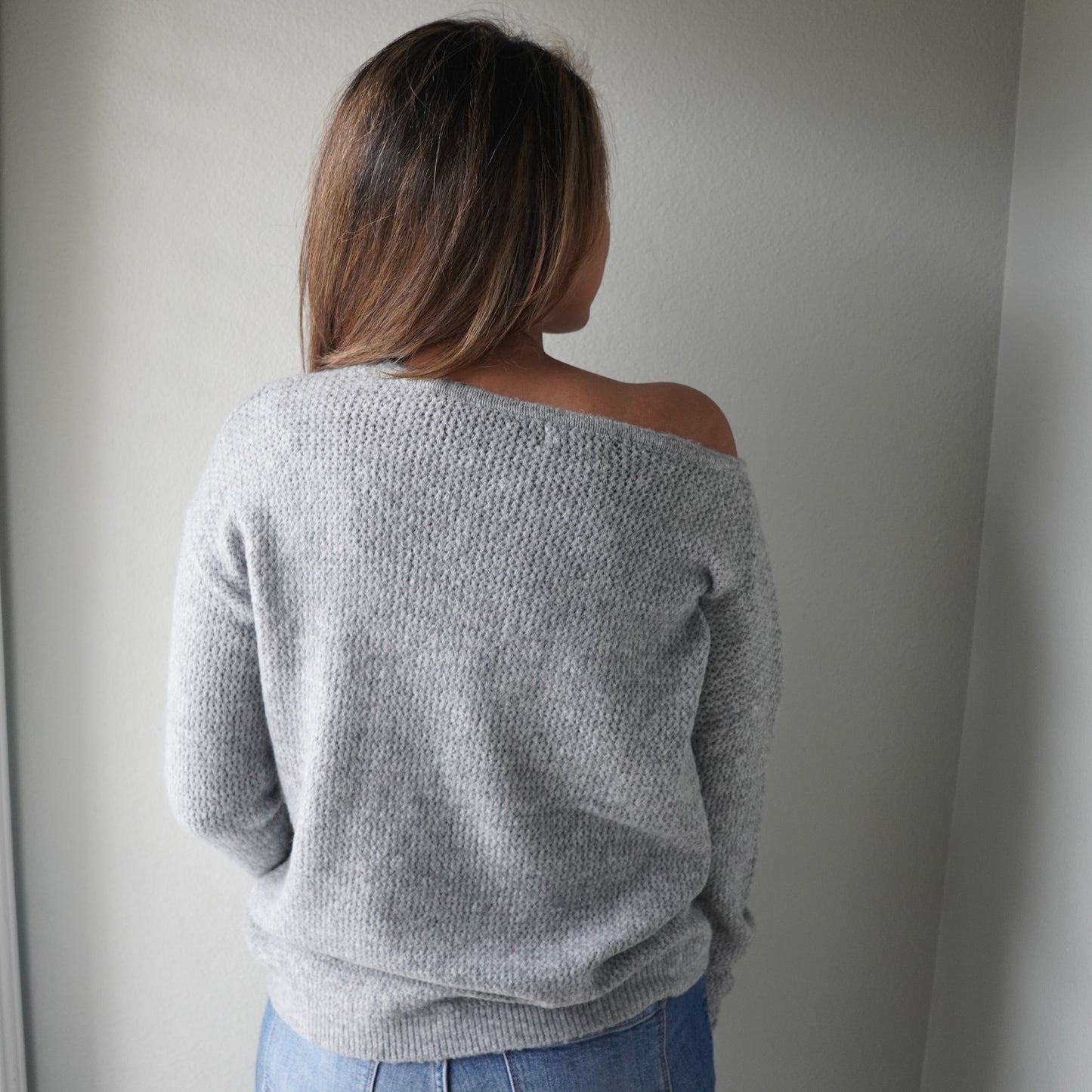 Grey Fine Crochet Pattern Sweater