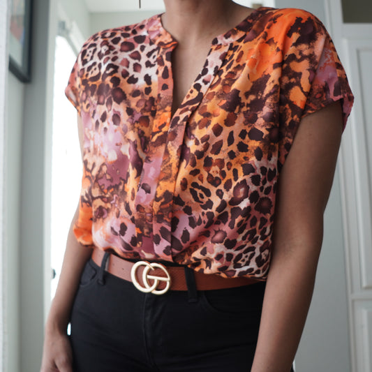 Orange Animal Print Top