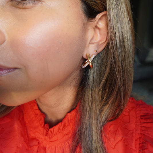 Gold Criss Cross Post Earrings