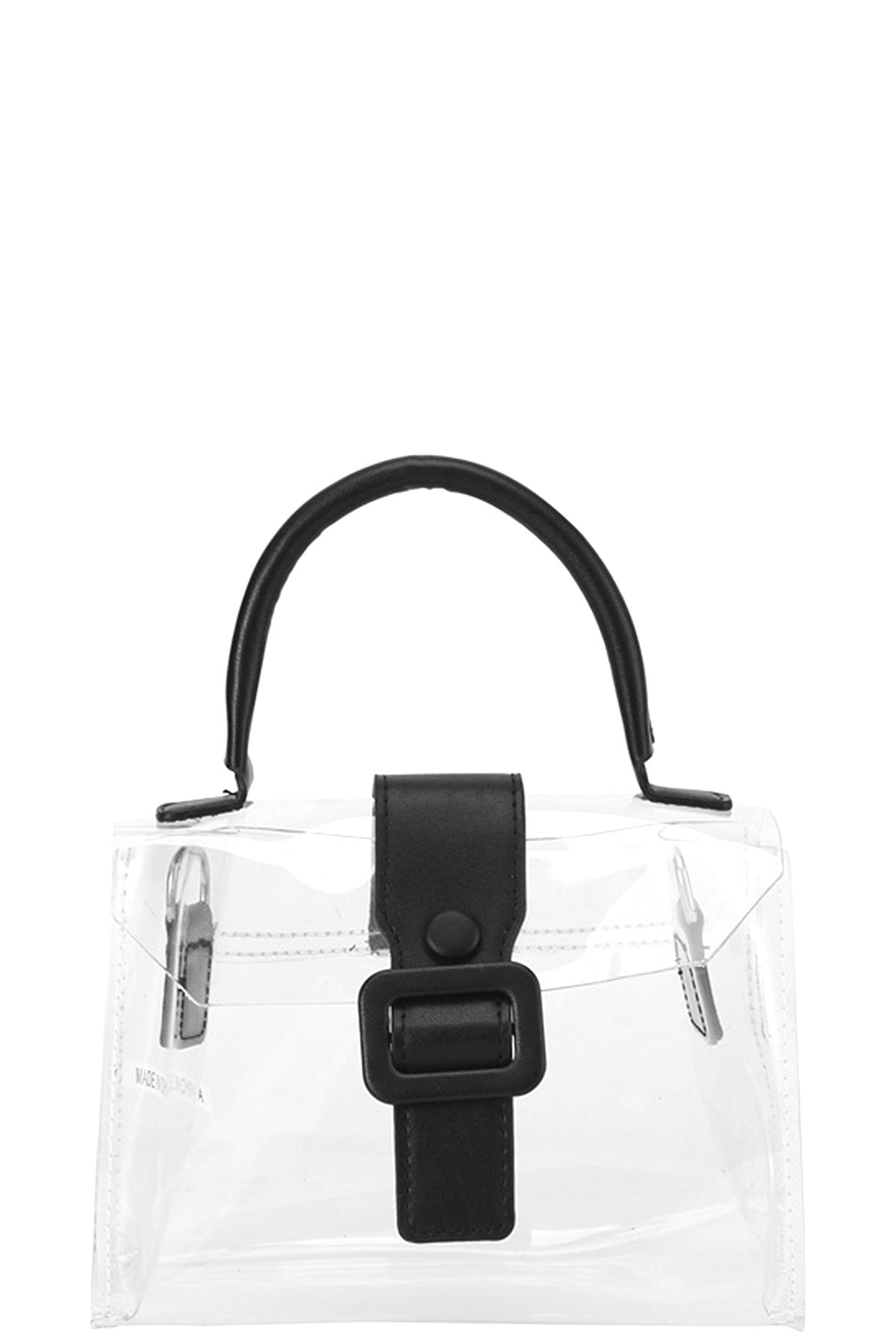 Clear Top Handle Bag With Crossbody Strap.