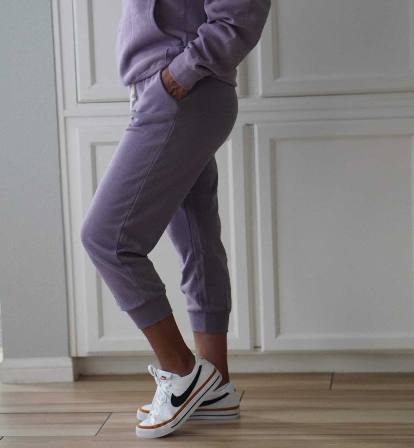 Dusty Purple Cotton Terry Capri Joggers